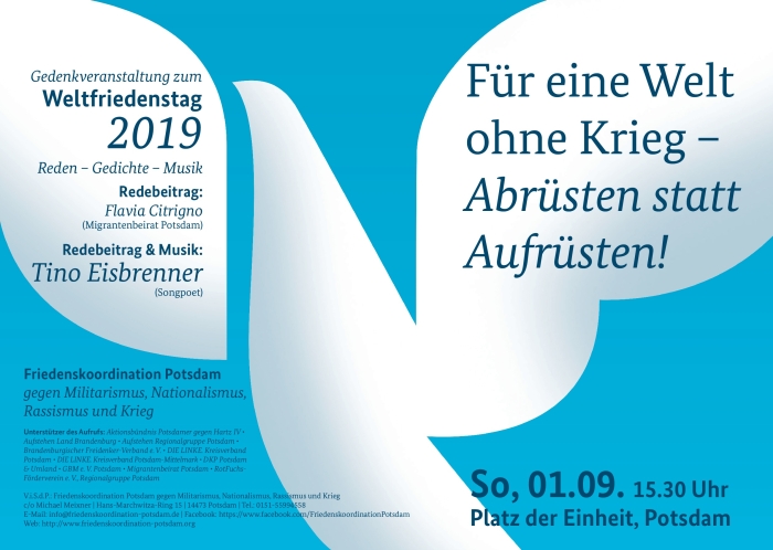 Aufruf zum Weltfriedenstag 2019